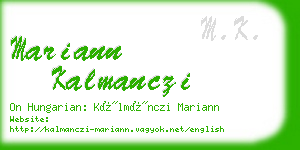 mariann kalmanczi business card